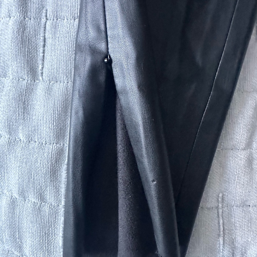 Black Leather and Gray Quilted Fabric Jacket